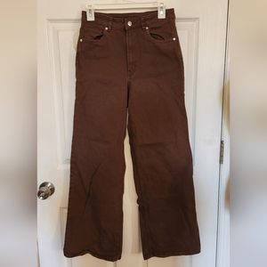 H&M wide leg brown jeans size 6 high rise